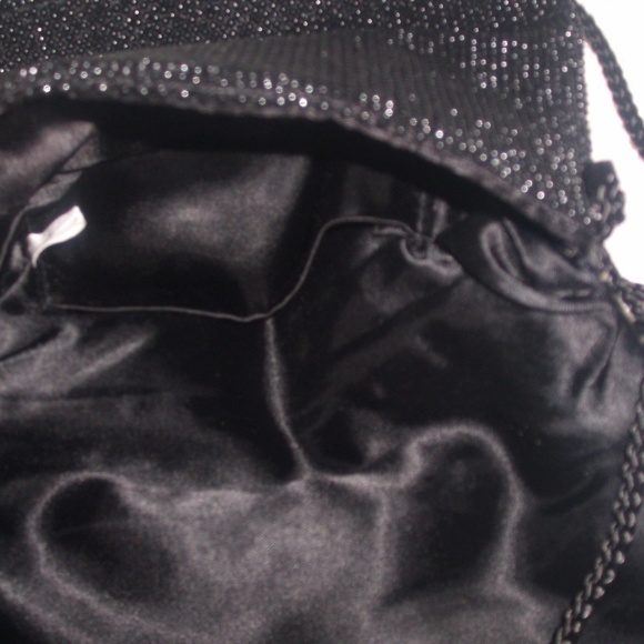 Vintage Black Beaded Evening Bag Gold Bow Holiday - Picture 2 of 9